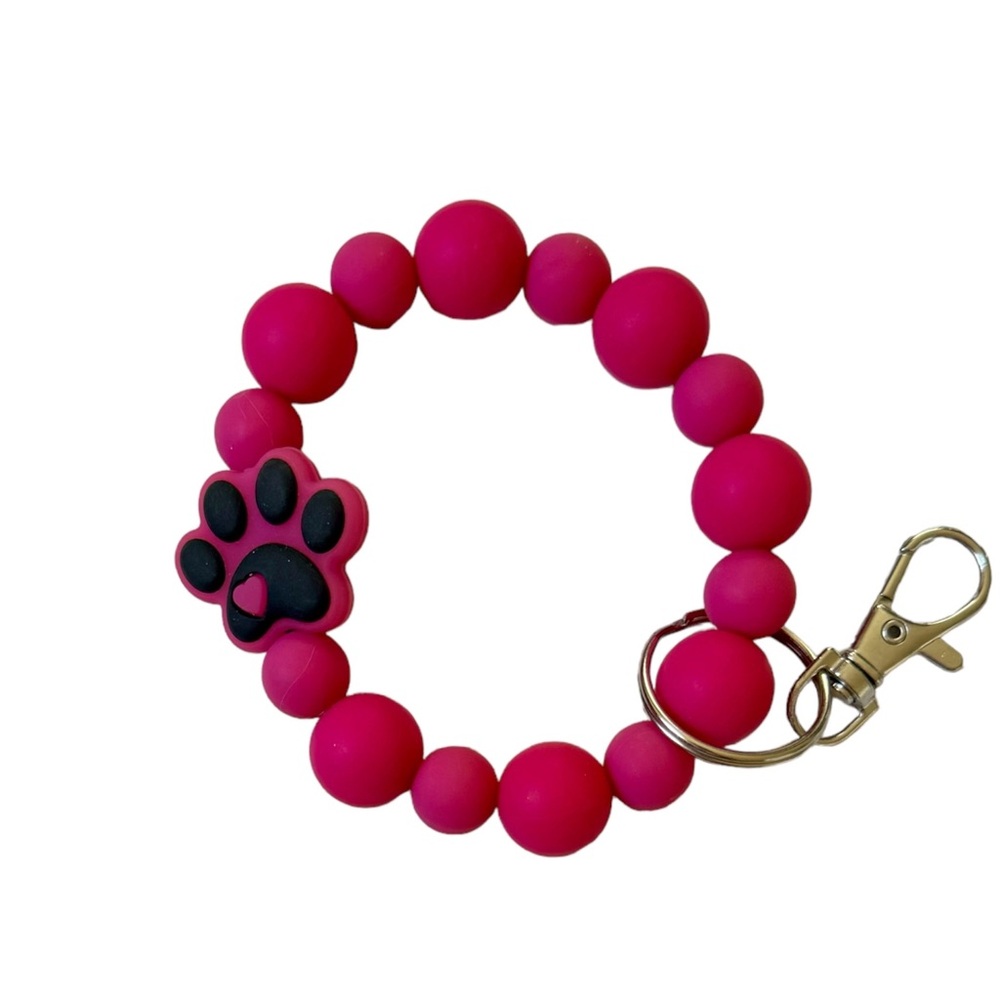 Magenta Paw Print Silicone Wristlet